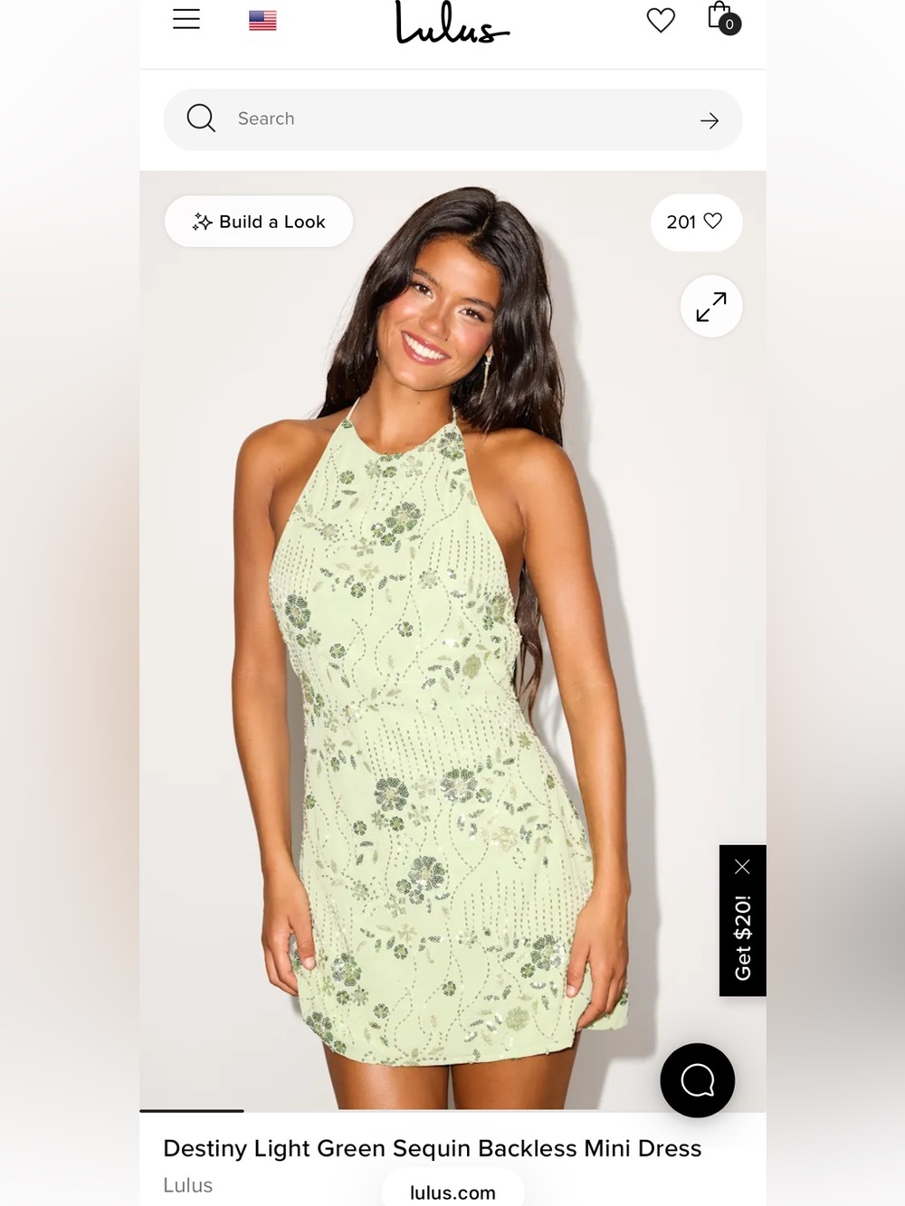 Destiny Light Green Sequin Blackless Mini Dress